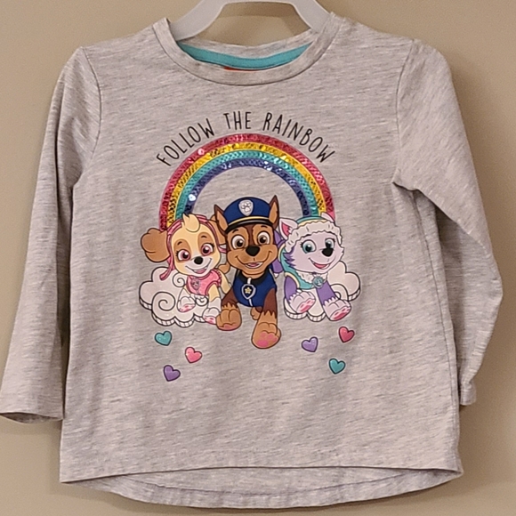 Paw Patrol long sleeved tee shirt with sequin rainbow - Picture 1 of 4